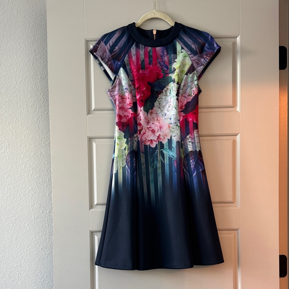 Ted Baker Navy and Pink Collar Dress